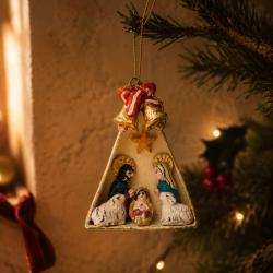 Mini Traditional Ceramic Nativity Ornament 5.3 × 1.8 × 6.7cm