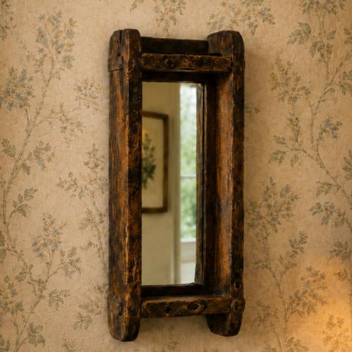 Upcycled Wooden Brick Mould Mirror Approx 15x10x32cm