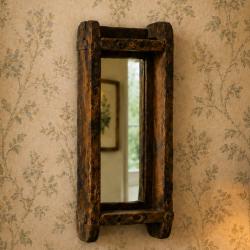 Upcycled Wooden Brick Mould Mirror Approx 15x10x32cm
