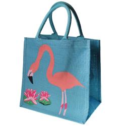 Jute shopping bag, flamingo