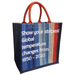 Jute shopping bag, global temperature stripes
