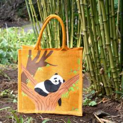 Jute shopping bag, Giant Panda 30x30cm