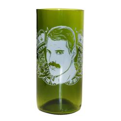 Tumbler made from recycled glass bottle, Freddie Mercury 15cm