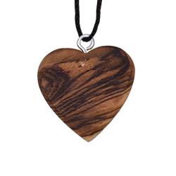 Pendant olive wood, solid heart, 2.5 x 3cm