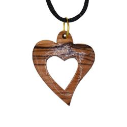 Pendant olive wood, cut-out heart, 3 x 3cm