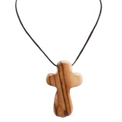 Pendant olive wood, solid cross, 3 x 4.5cm