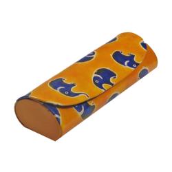 Spectacle Glasses Case Leather, Elephants 15.5 x 5.5cm