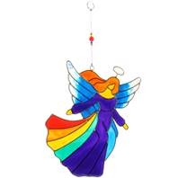 Suncatcher angel flying rainbow 13x18cm