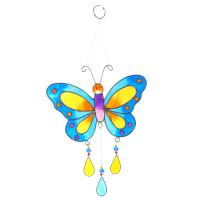 Suncatcher butterfly blue yellow 14x17cm