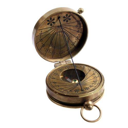 London-Sundial Compass With Leather Case Brass Sundial Compass The Mary Rose 
