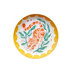 Trinket Dish / Tray Metal Ginger Cat 9.5cm diameter