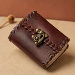 Brown Leather Notebook Journal with Clasp 8 x 10 cm