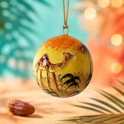 Bauble Papier Mâché Camel Yellow 4.5cm