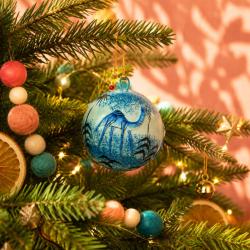 Bauble Papier Mâché Camel Blue 4.5cm