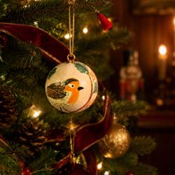 Bauble Papier Mâché Robin Design 3.5cm