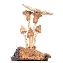 Handcrafted Wooden Butterfly on Woodland Toadstools