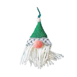 Hanging Decoration Handcrafted Felt Santa Gnome Green Hat