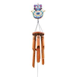 Handcrafted Bamboo Wind Chime with Hamsa Hand