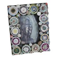 Photo frame, coiled circles of recycled paper, up to 5x3.5inch photo