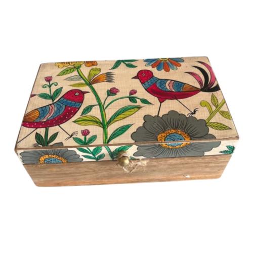 Jewellery / Trinket Box Mango Wood Garden 20x12x8cm