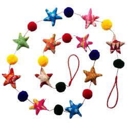 Garland/hanging decoration stars and pompoms