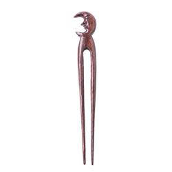 Hand-Carved Rosewood Moon Hair Pin