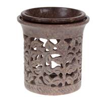 Soapstone oilburner, leaf design