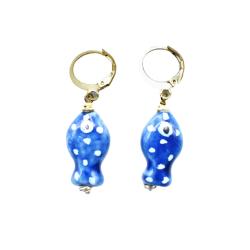 Earrings Ceramic Blue Fish