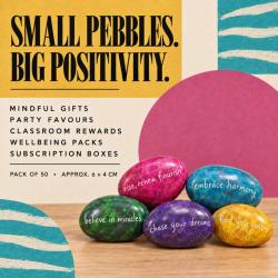 Set of 50 Sentiment Pebble Oval, 6 x 4cm Assorted