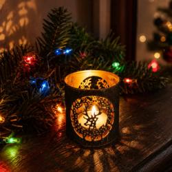 Tealight Holder Metal Black Stag 6 x 6cm