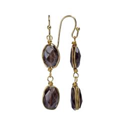 Earrings double drop smokey quartz