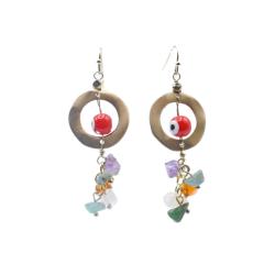Earrings Red Eye with Tumblestones