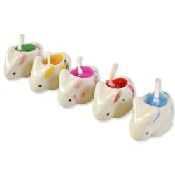 Pack of 5 mini candles in rabbit shaped holders