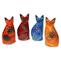 Kisii stone cats set of 4 assorted