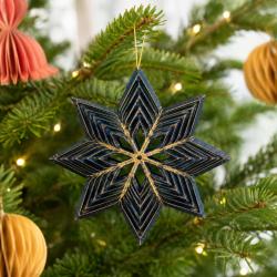 Hanging Christmas Decoration Dark Blue Paper Star