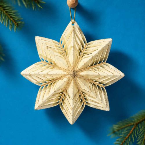 Hanging Christmas Decoration Cream Paper Star