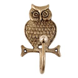 Coat hook, recycled aluminium, owl on branch