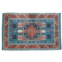 Rug indoor or outdoor, recycled plastic 90 x 150cm blue border