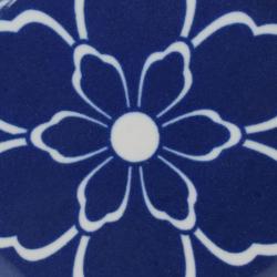 Single round ceramic coaster flower with dark blue petals