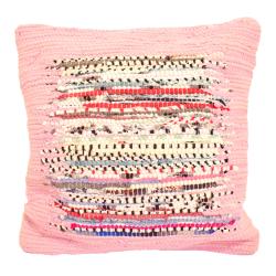 Chindi rag rug recycled cushion cotton handmade pink 60x90cm