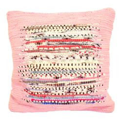 Chindi rag cushion recycled cotton handmade pink 40x40cm