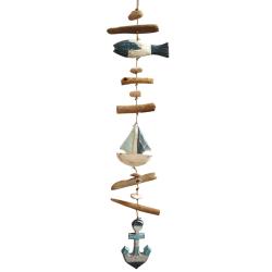Wooden decorative hanging, fish boat anchor 110cm