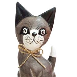 Brown Cat Albesia Wood 13x7x35cm