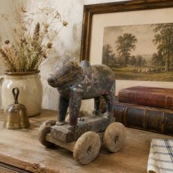 Reclaimed Wooden Cow on Wheels