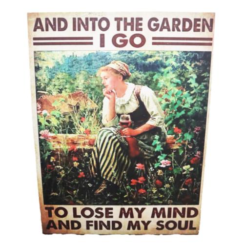Plaque Albesia Wood Into The Garden I Go 30 x 40cm