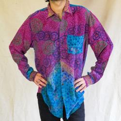 GENKI Shirt, Long Sleeves, upcycled silk colours will vary, small