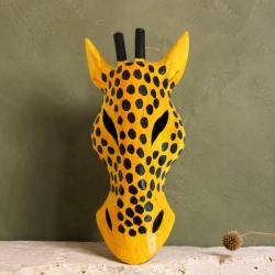 Mask Albesia Wood Giraffe Black Spots on Orange 20cm