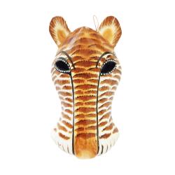 Mask Albesia Wood Big Cat Orange Brown 20cm