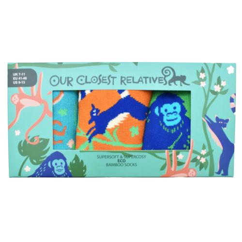 3 Pairs Bamboo Socks Our Closest Relatives UK 3-7 Womens