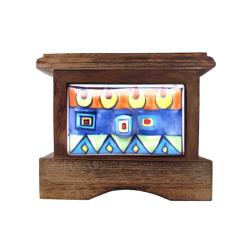 Mini Chest Mango Wood 1 Ceramic Drawer Blue 16x12x10cm